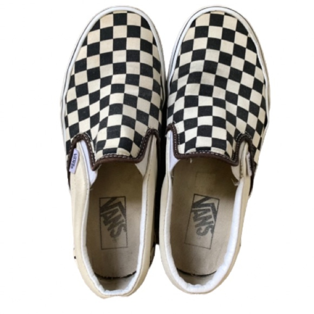 Preowned Checkered Vans mens size 6.5 Womens size 8
